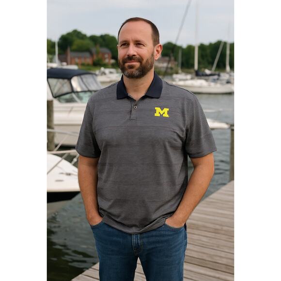 ProEdge University of Michigan Striped Polo 3X - Picture 1 of 4